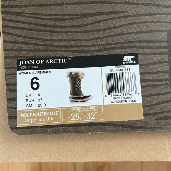 Sorel Boots Joan Of Arctic Green Nori Suede Waterproof Faux Fur Tall Snow Size 6 - Picture 15 of 15